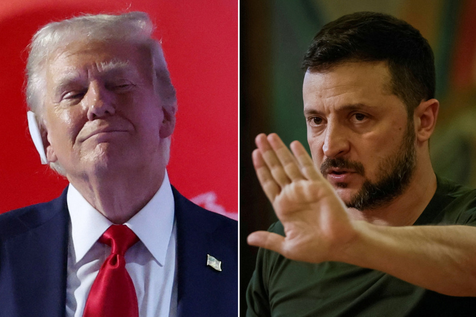 Republican presidential nominee Donald Trump (l.) said he spoke by phone with Ukrainian President Volodymyr Zelensky on Friday.