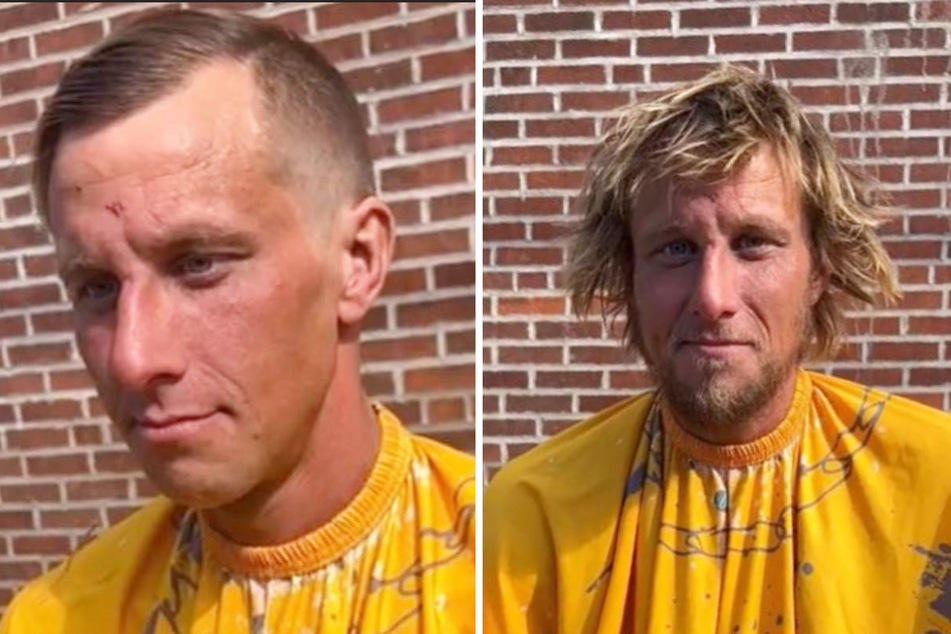 Homeless man transforms with new haircut and fresh shave from TikTok's finest