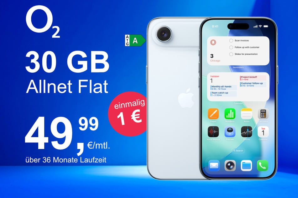 Das neue iPhone 17 Air inkl. 30 GB Datenvolumen für nur 1 Euro exklusiv bei o2.