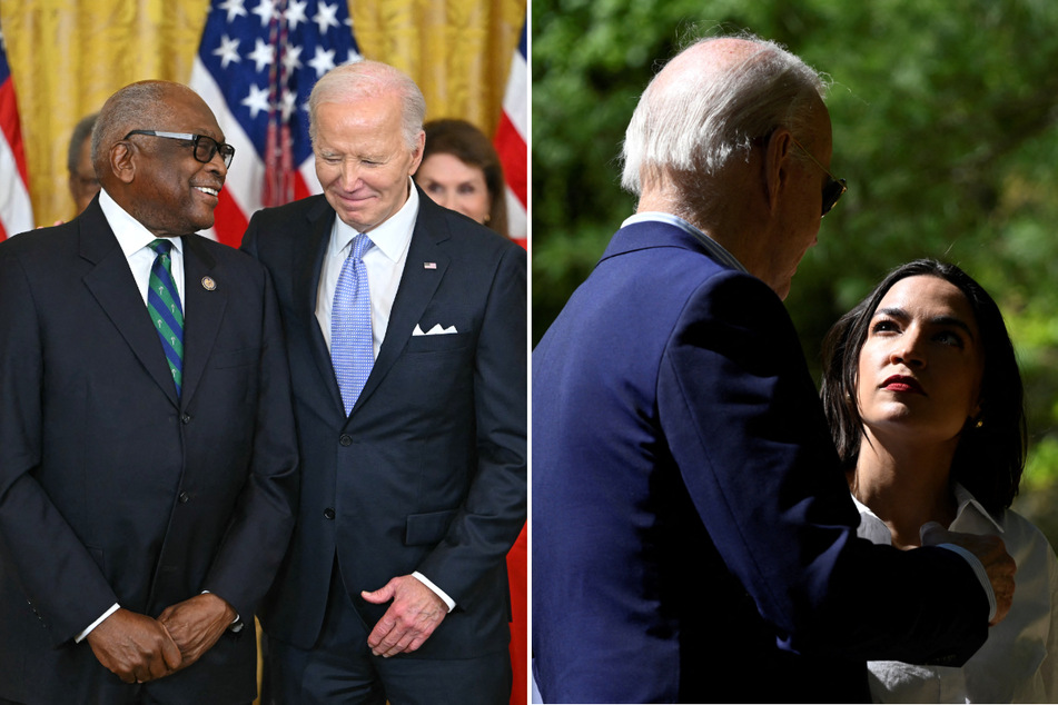 President Joe Biden still has the full support of prominent Democrats such as Jim Clyburn (l.) and Alexandra Ocasio-Cortez in his re-election campaign.