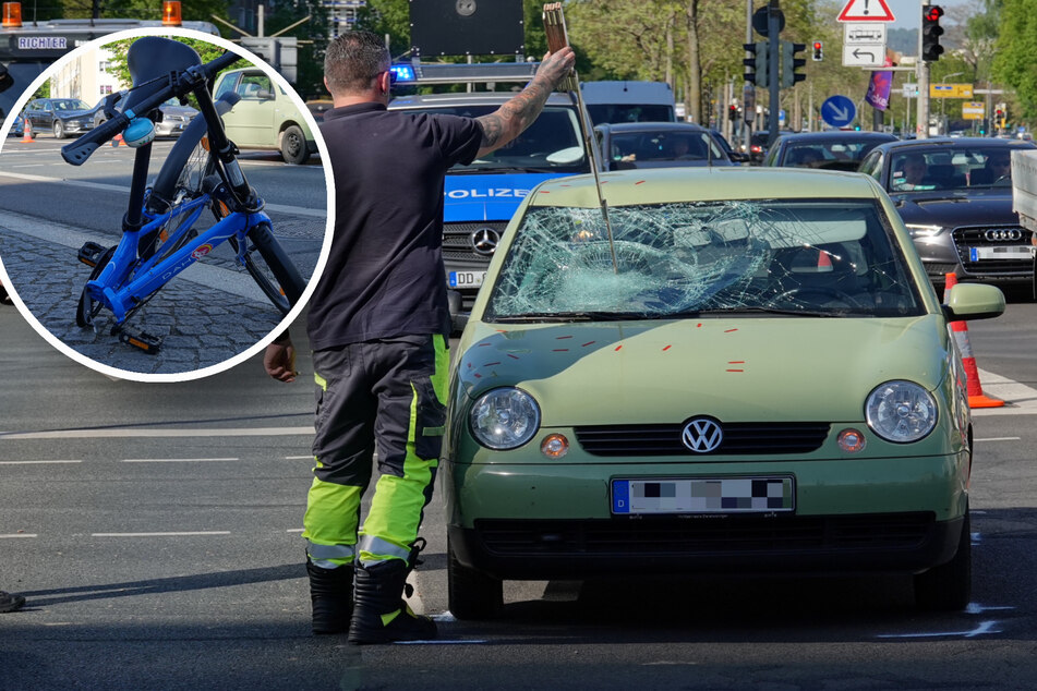 Crash in der Dresdner Innenstadt: Bei Rot gefahren und Frau auf Klapprad umgemäht