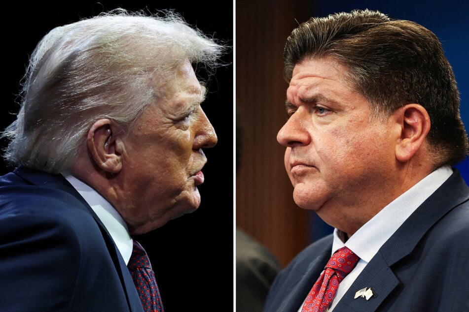 Trump (l.) has clashed with Illinois Governor JB Pritzker, who has rejected the president's threats to send the National Guard to Chicago.