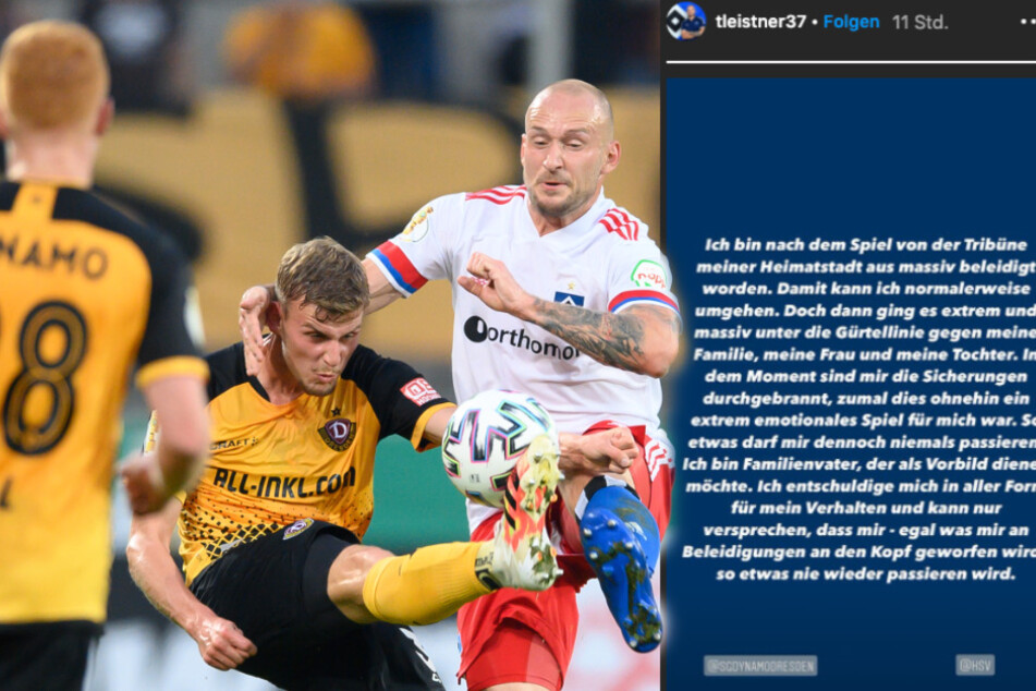 Auf dem Feld lief es nicht rund für Leistner und den HSV. Noch in der Nacht entschuldigte er sich via Instagram für seinen Ausraster. (Bildcollage)