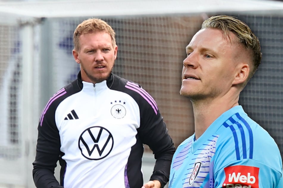 Federal coach Julian Nagelsmanm (37, left) lies to Torhüter Bernd Leno (32, right) at the nomination meeting.