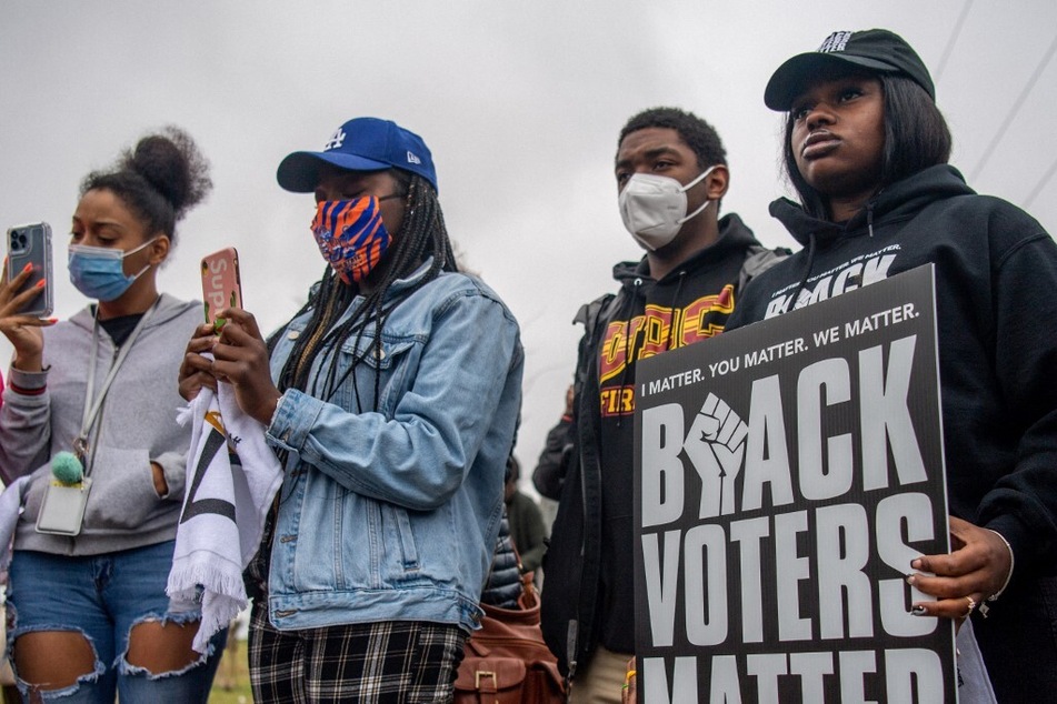 Black Voters Matter protesters rally against the latest wave of voter suppression laws in GOP-led states.