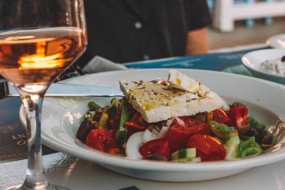 A light, healthy Greek salad is the perfect thing to serve with a tasty grill.