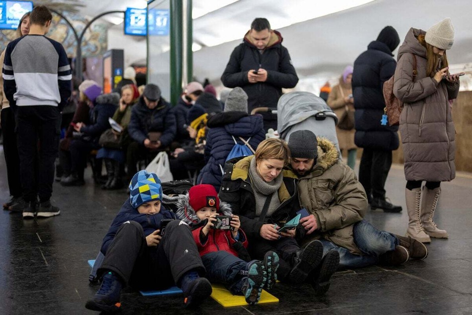 Kyiv residents shelter in a subway station after Russia's large-scale missile attack on Ukraine's capital.