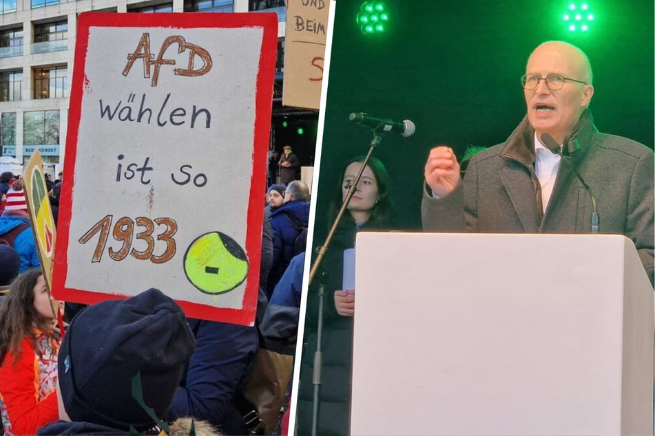 Hamburg: Tschentscher bei Demo gegen rechts: "Wir wollen unser Land nicht ein zweites Mal zerstören lassen!"