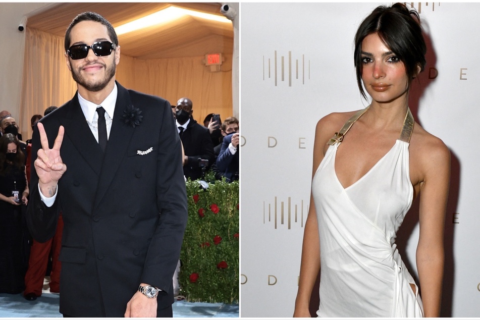 Reportedly, the recently single Pete Davidson (l) may have moved on from Kim Kardashian with another newly single celebrity - Emily Ratajkowski!
