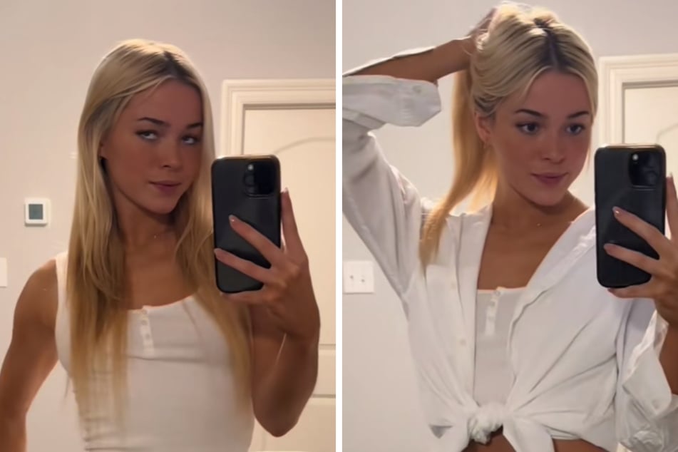 Olivia Dunne "feeling lucky" in perfect jeans for boyfriend's MLB game
