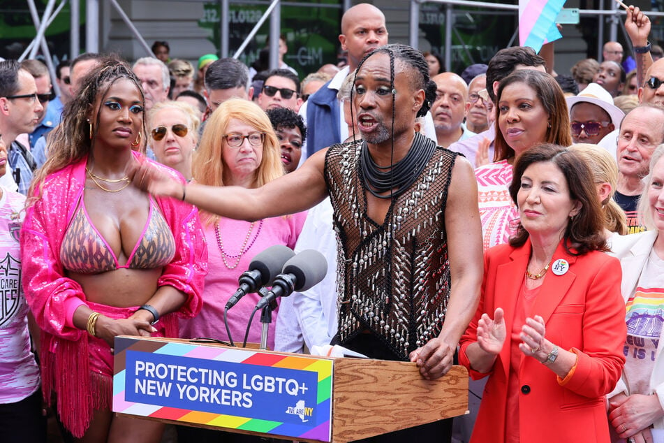 Billy Porter (c) was one of the Grand Marshals at the 53rd annual Pride March in New York City.