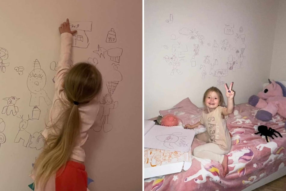 Mädchen kritzelt gesamte Kinderzimmerwand voll: Reaktion ihrer Mutter berührt so viele