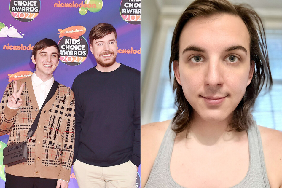 Chris Tyson (r), a YouTube star and best friend of influencer MrBeast (c), has revealed they've started hormone replacement therapy.