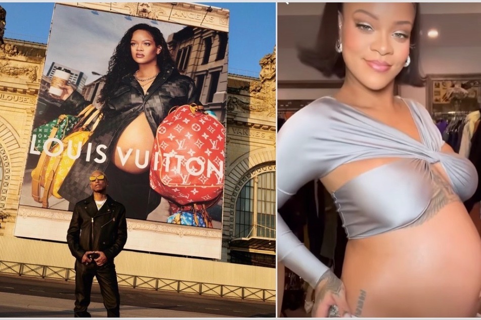 Rihanna Flexes Baby Bump at Pharrell's Louis Vuitton Debut Show