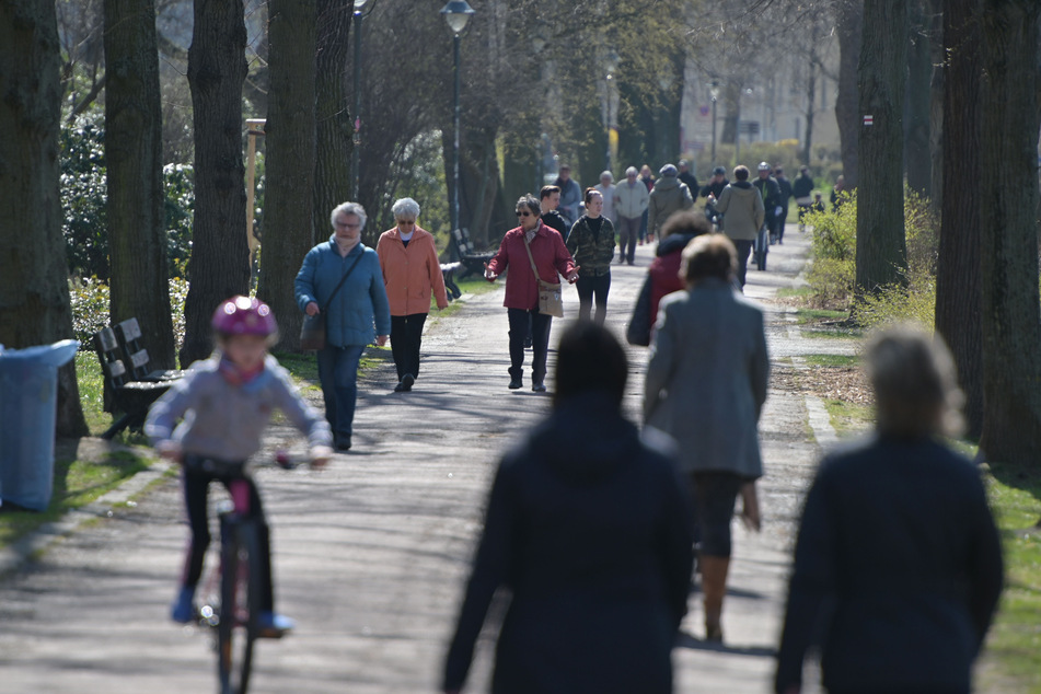 Am Schlossteich in Chemnitz tummelten sich am Sonntag einige Ausflügler.