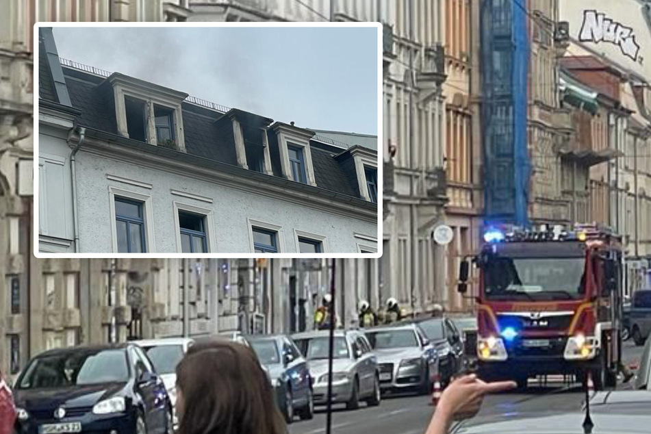 Dresden: Feuer in der Neustadt: Dichter Rauch aus Dachgeschoss-Wohnung
