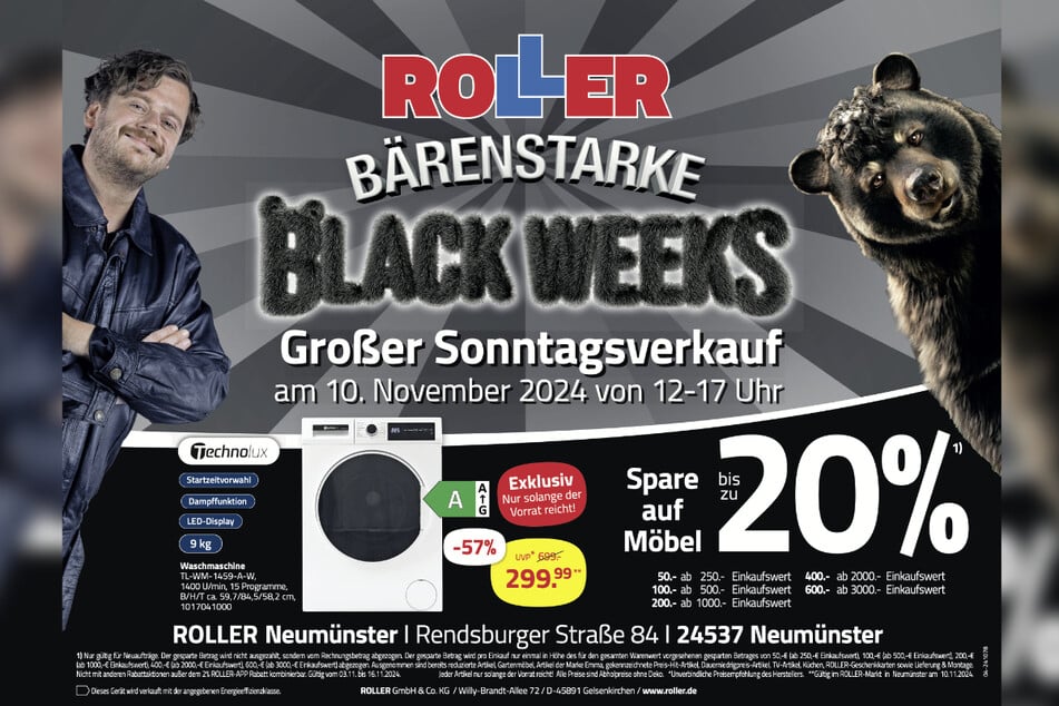 Zum Start der Black Weeks gibt's die Technolux Waschmaschine 57 Prozent günstiger.