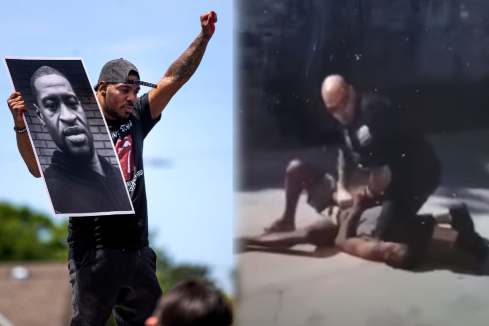 Nach einem Polizeieinsatz im US-Bundesstaat New York fühlen sich manche Menschen an den Tod von George Floyd (l.) zurückerinnert.