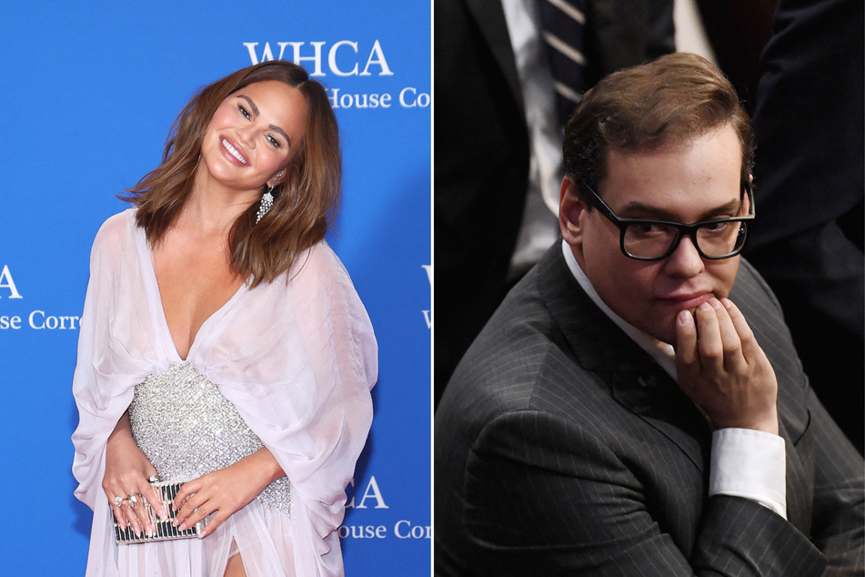 George Santos (r) decided to critique the fashion choices of guests at the White House Correspondents' Association's dinner, such as model Chrissy Teigen.