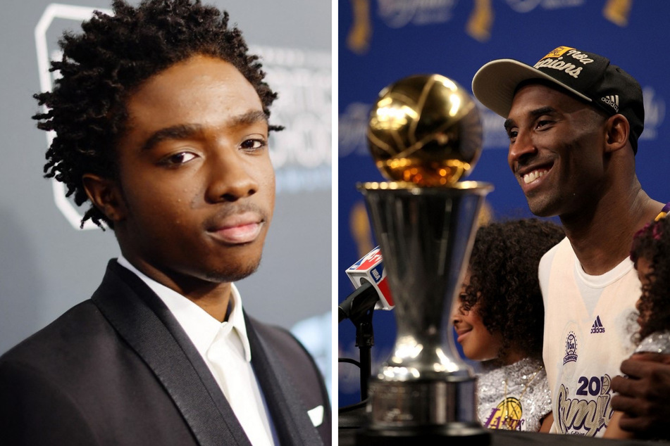 Stranger Things' Caleb McLaughlin (l.) has honored his hero, NBA Legend Kobe Bryant (r).