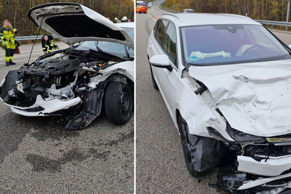 Kreuzungscrash im Erzgebirge: Mazda und VW krachen ineinander