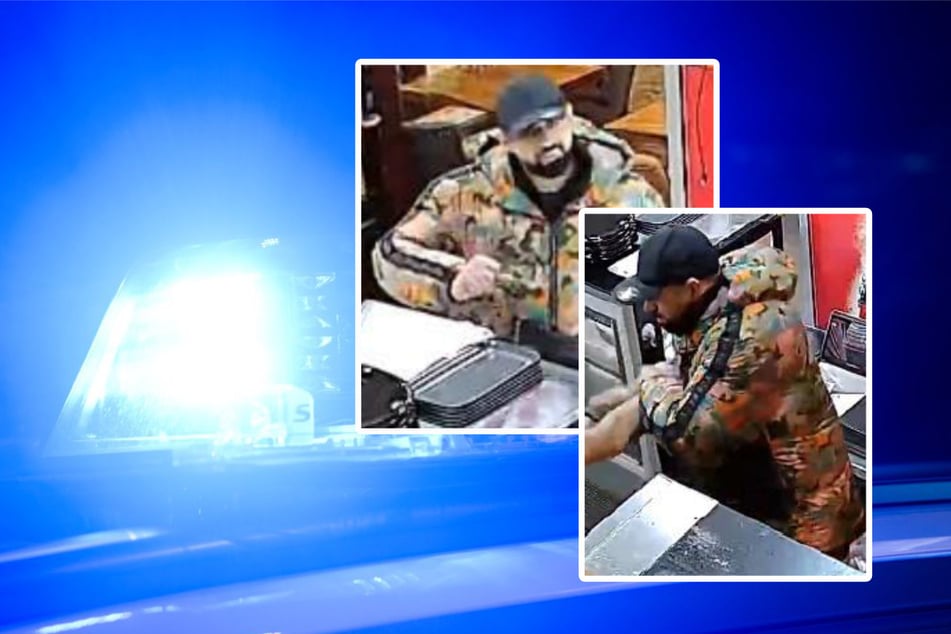 Die Polizei fahndet mit Überwachungsbildern nach dem mutmaßlichen Imbiss-Räuber.