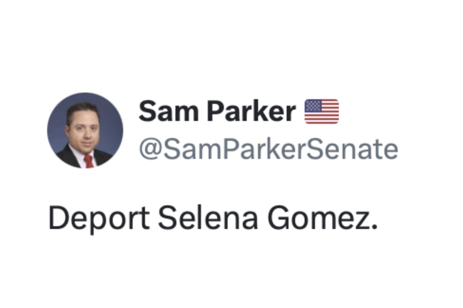 Der republikanische Politiker Sam Parker forderte die Abschiebung von Selena Gomez in einem Tweet.