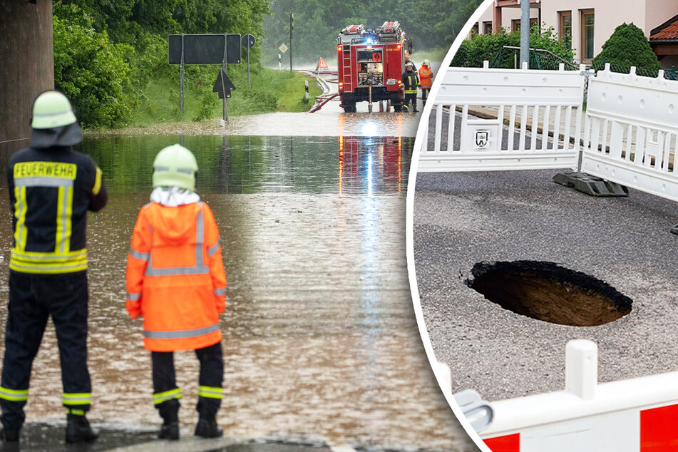 Starkregen unterspült Sachsens Straßen