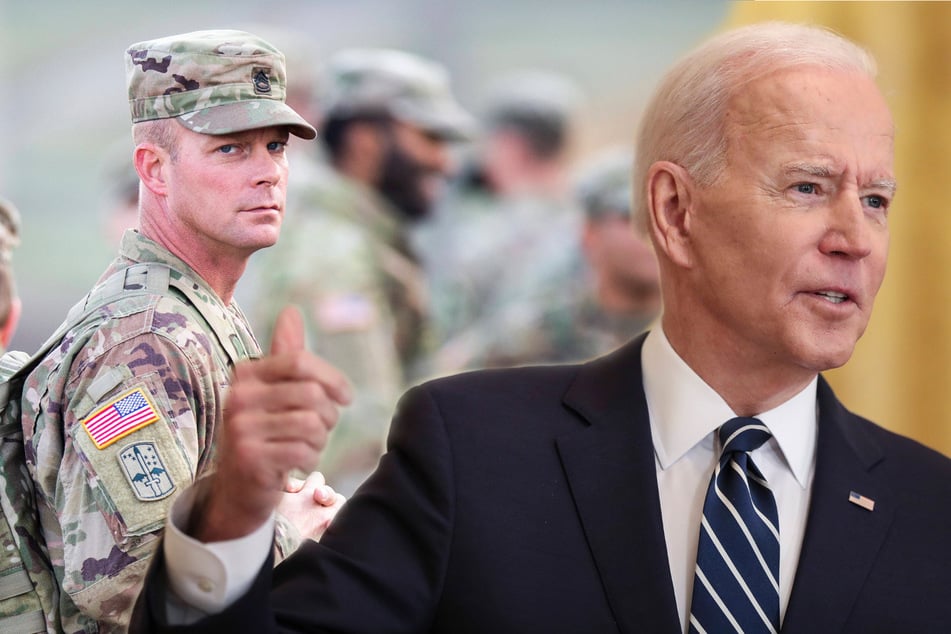 Joe Biden says he may not be able to uphold Trump's agreement to remove US troops from Afghanistan by May 1 (collage).