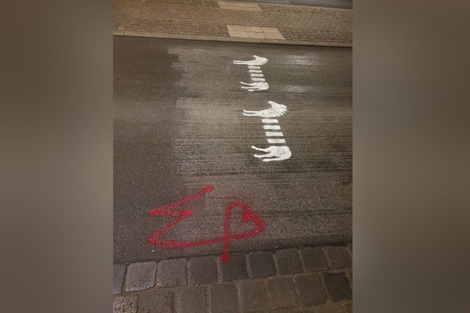 An jener Stelle, wo bereits ein Fake-Zebrastreifen von der Stadt beseitigt werden musste, zieren nun kleine Zebras den Asphalt.