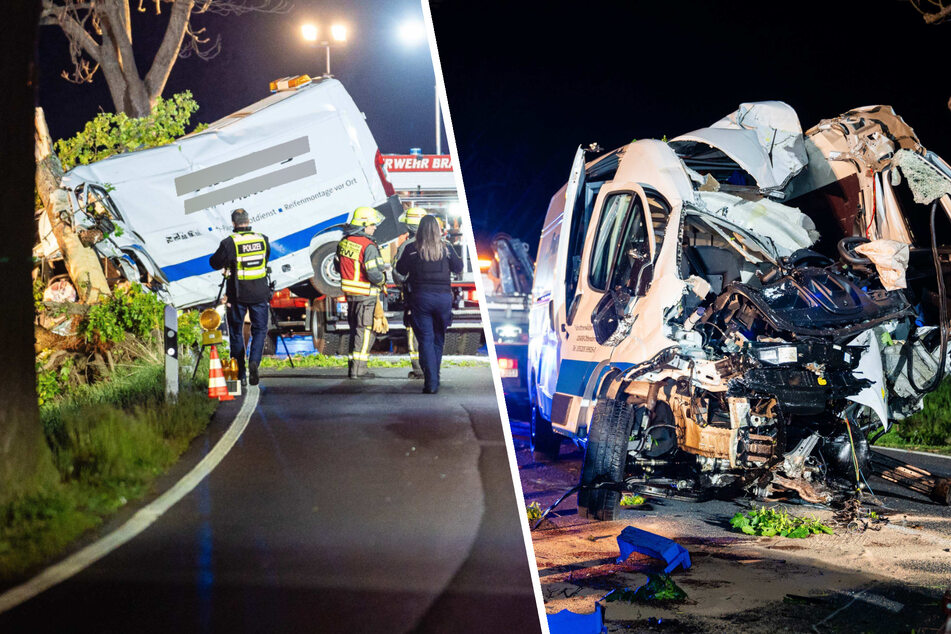 Todes-Drama in Sachsen: Transporter knallt gegen Baum - Fahrer stirbt am Unfallort!