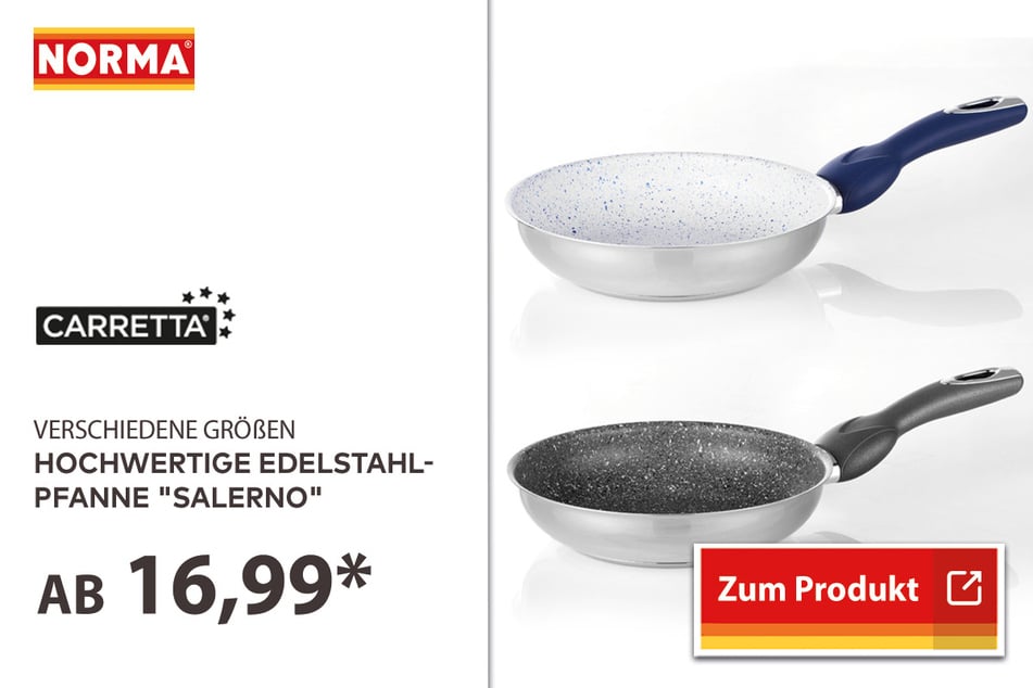 Edelstahl-Pfannen "Salerno" ab 16,99 Euro.