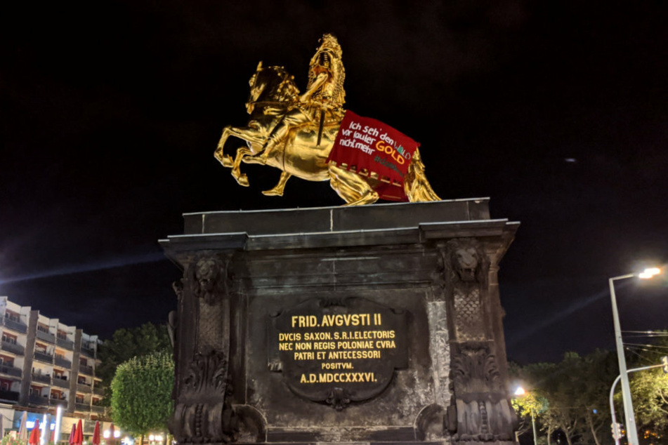 "Ich seh‘ den Wald vor lauter Gold nicht mehr. #dannibleibt" steht auf dem Banner geschrieben.