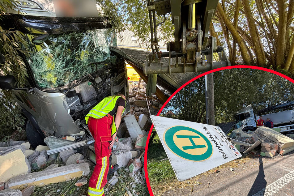 Verheerender Unfall in Sachsen: Betrunkener Lkw-Fahrer zerstört Bushaltestelle komplett