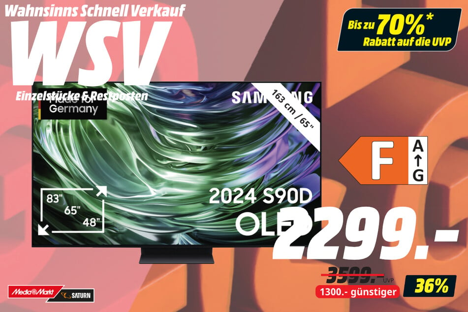 65-Zoll Samsung-Fernseher für 2.299 statt 3.599 Euro.