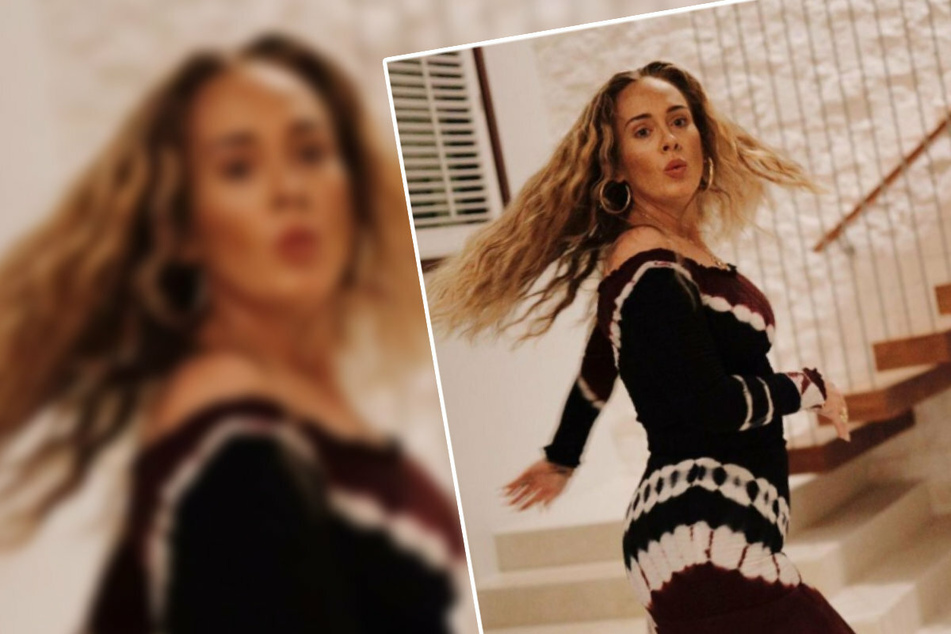 Strongly reminiscent of the dancing WhatsApp emoji, singer Adele, 33, is sharing glimpses into her life with no less than three new photos like this one on Instagram.