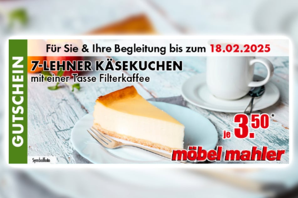 Einfach Coupon auf dem Handy an der Kasse vorzeigen, sparen und die 7-lehner Käsekuchen genießen.