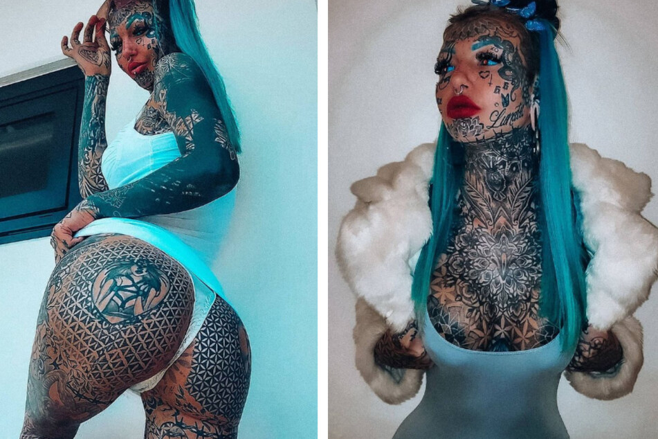 The model showed off her plastic surgery and tattoos on Instagram.