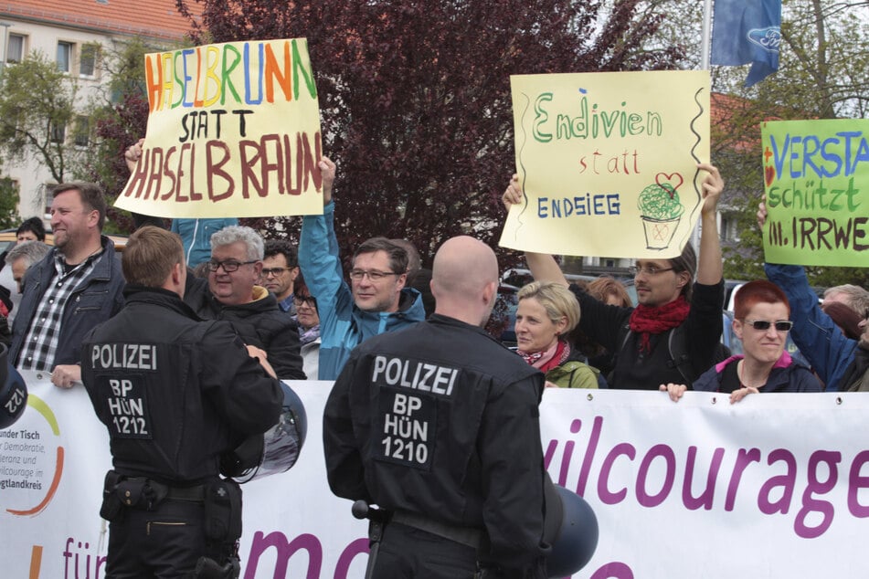 Das Bündnis für Demokratie, Toleranz und Zivilcourage protestierte in Plauen gegen Aufmärsche der Splitterpartei Der Dritte Weg.