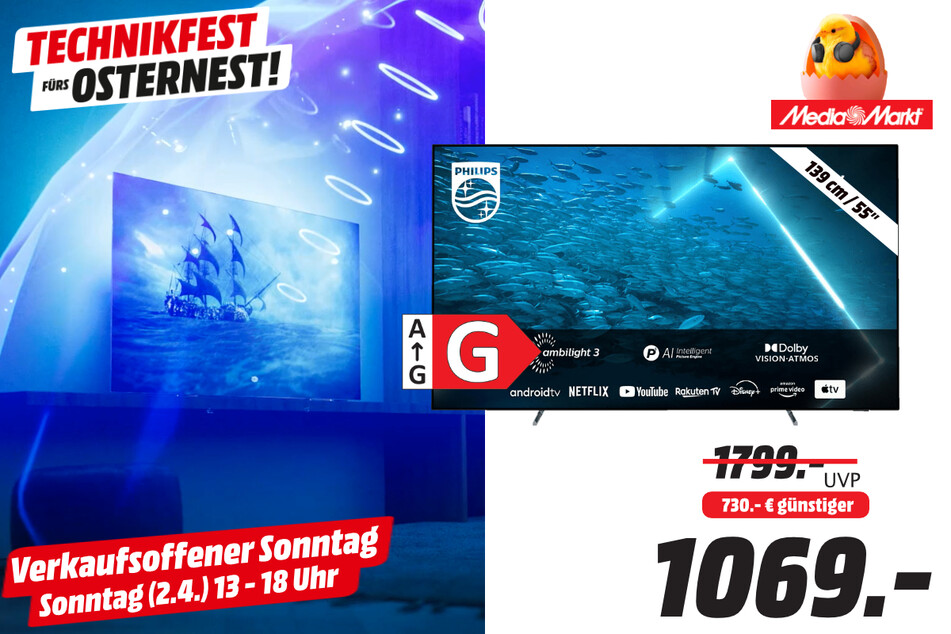 Philips-Fernseher 55OLED707/12 für 1.069 Euro.
