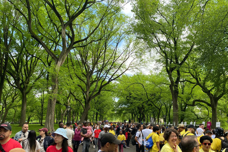 Thousands filled the famed Central Park Mall to participate in AIDS Walk New York on Sunday.