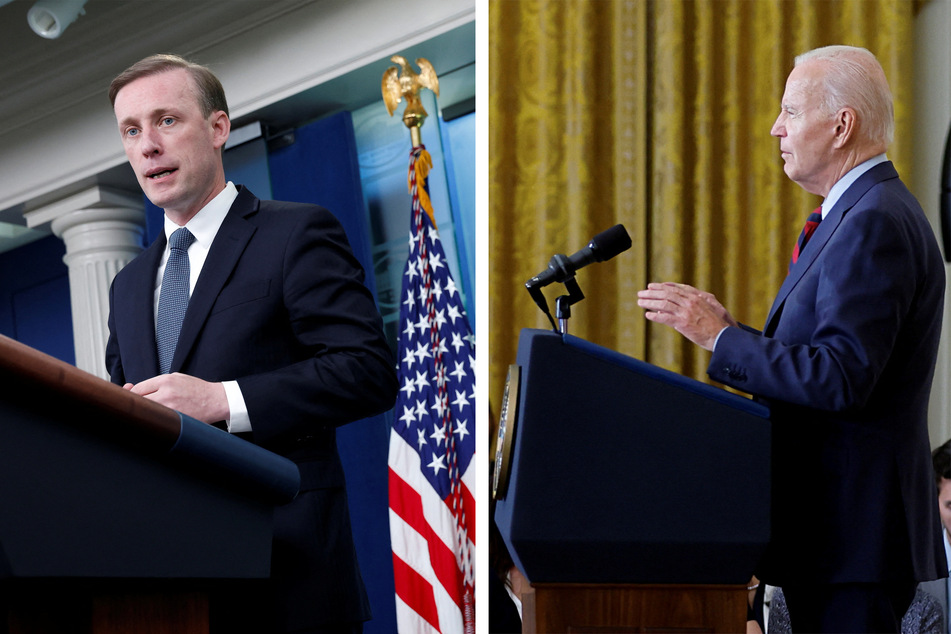 White House National Security Advisor Jake Sullivan (l.) spoke about President Joe Biden's decision to provide cluster munitions to Ukraine during a briefing at the White House on Friday.
