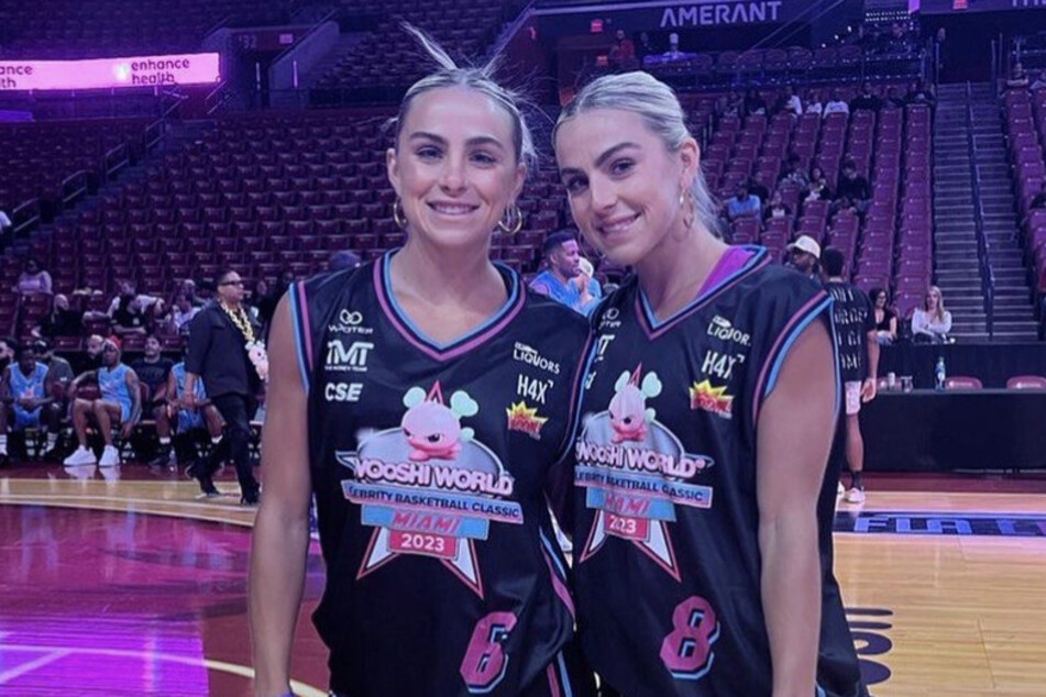 The Cavinder twins Haley and Hannah dusted off their basketball shoes in the name of charity.