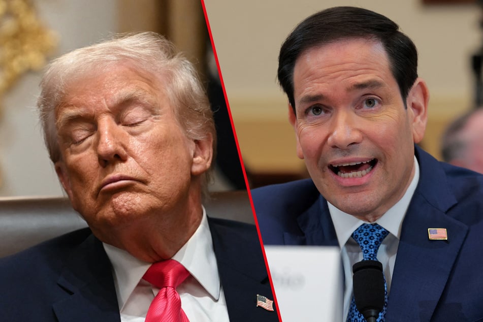 In a congressional hearing Tuesday, Secretary of State Marco Rubio (r.) was grilled over clips of President Trump seemingly falling asleep during cabinet meetings.