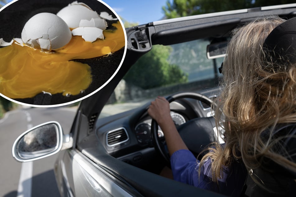 Eine 18-Jährige wurde während einer Cabriofahrt von einem rohen Ei am Kopf getroffen. (Symbolfoto)
