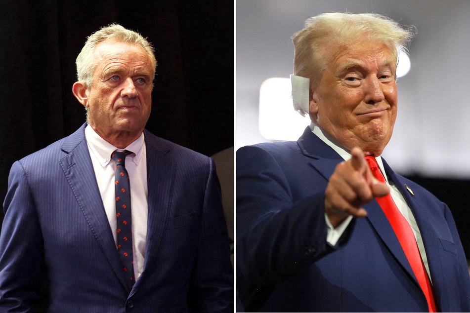 In a recently leaked private conversation, presidential candidate Donald Trump (r.) shared anti-vaccine views with his challenger, Robert Kennedy Jr.