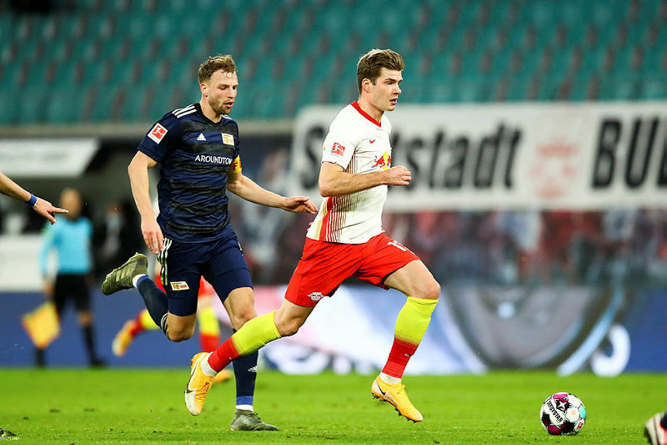 Alexander Sörloth (r., hier gegen Unions Marvin Friedrich) sorgte nur einmal für einen lichten Moment.