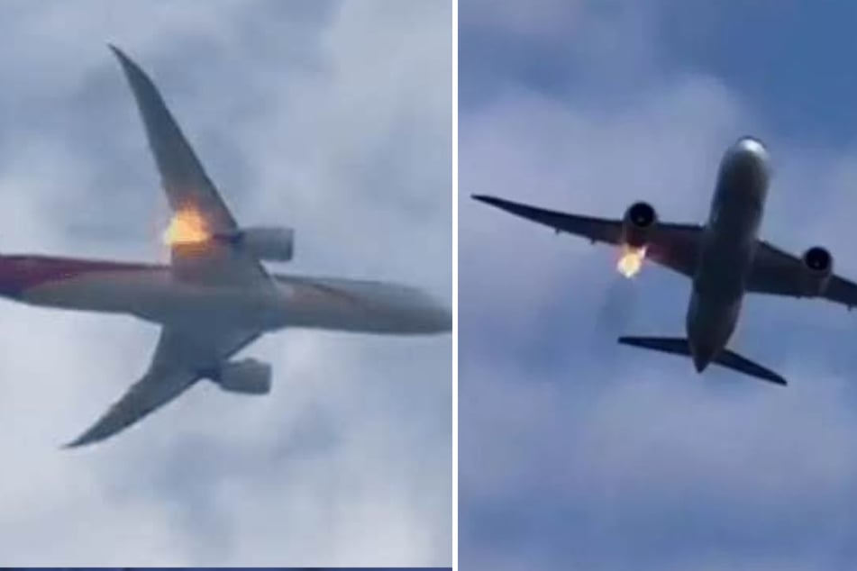 Videos im Internet zeigen den schockierenden Moment, als Augenzeugen das brennende Flugzeug entdeckten.