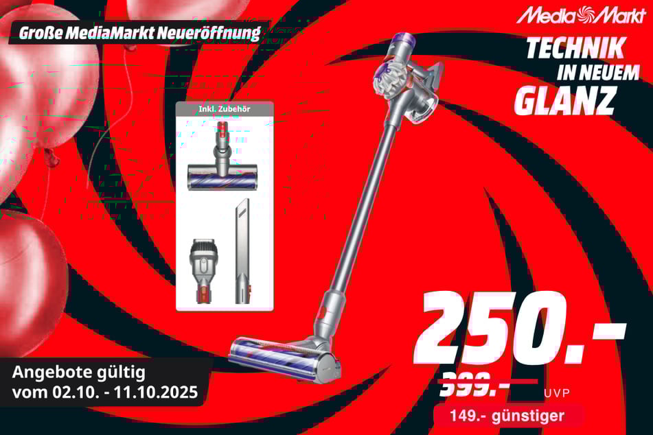 Dyson V8 Advanced für 250 statt 399 Euro.