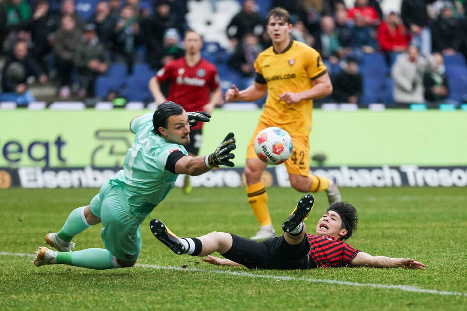 Tim Schreiber hielt seinen Kasten zum zweiten Mal in dieser Saison sauber und rettete Dynamo Dresden so den Punkt.